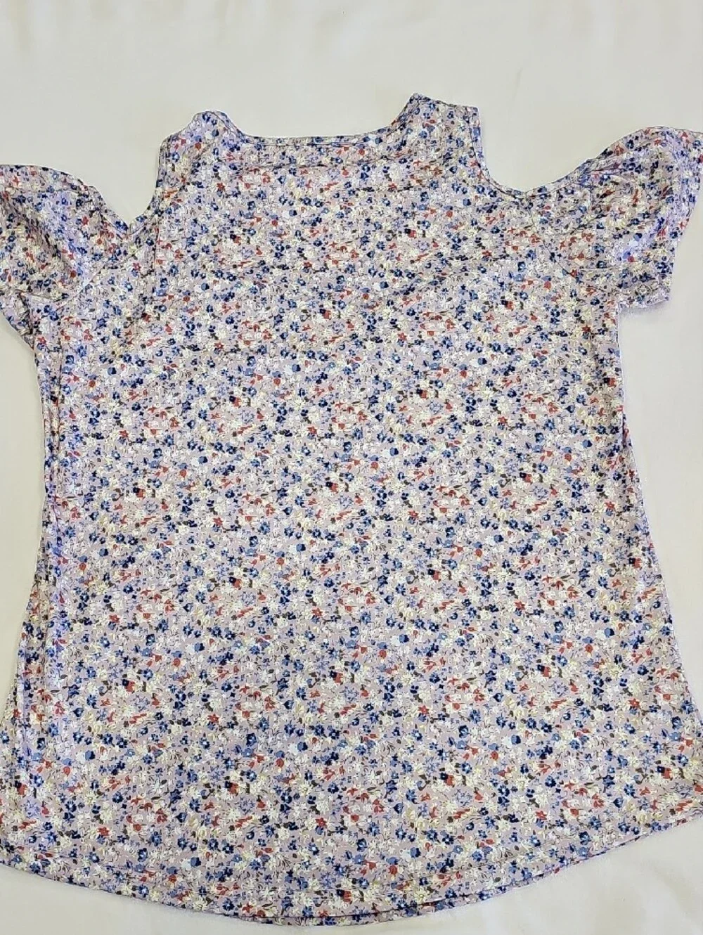 SHEIN Blue and Pink Floral Cold-Shoulder V-Neck Camisole - Picture 3 of 4